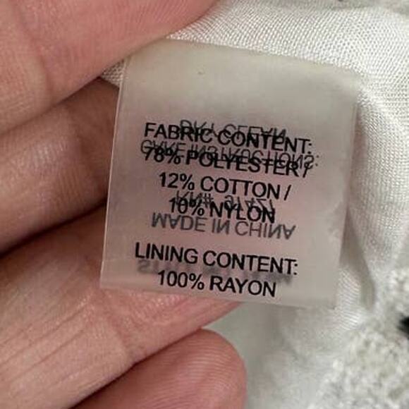 Dolce Cabo Double-Breasted Tweed Fringe Blazer White Black Size Large - Picture 8 of 8